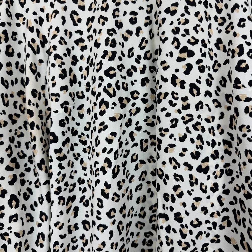 Nine West Women's Cheetah Print Pleated Blouson Long Sleeve Blouse Sz XL - Picture 4 of 10